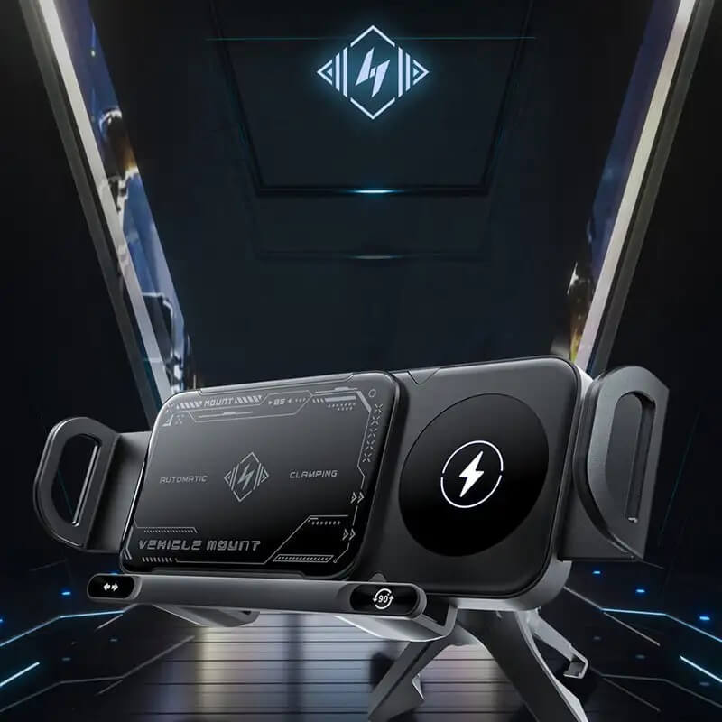 ChargeMount - Justerbar Smart Biltelefonholder med 15W Trådløs Ladeplate for Fellbare Skjermer