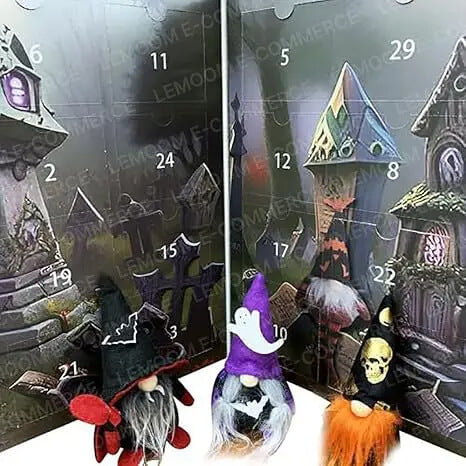Jule Nisse & Halloween Adventskalender 2024 - Nedtelling med Samlefigurer, Barnevennlig Hjemmedekorasjon og Nedtellingskalender