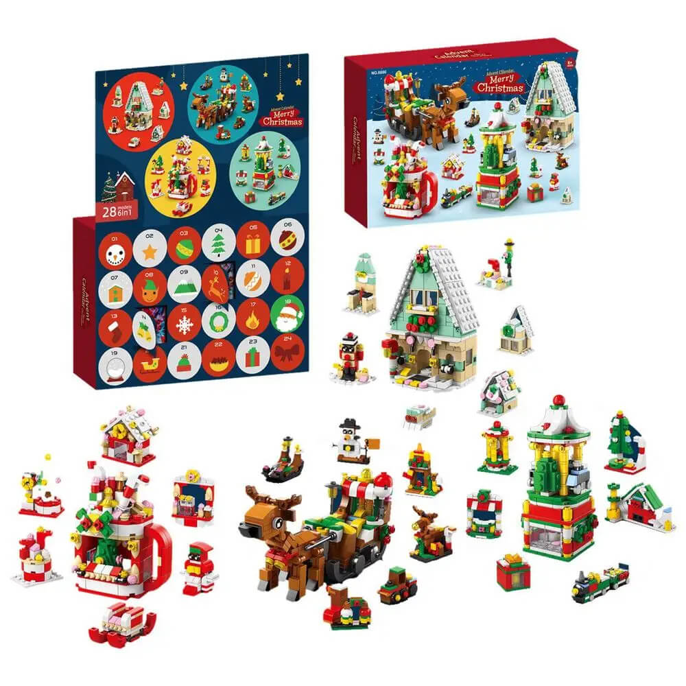 Jule Adventskalender Byggeklosser for Barn - 24 Dagers Nedtelling med Stort Byggesett, Perfekt DIY Julegave for Barn