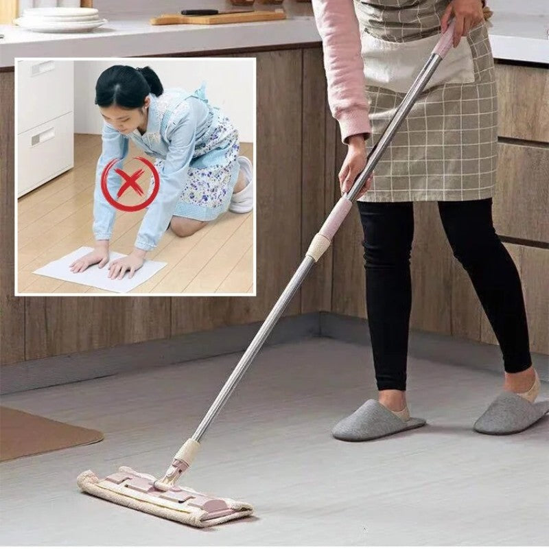 🔥Flat mopp med håndtak i rustfritt stål og gjenbrukbare, vaskbare moppehoder