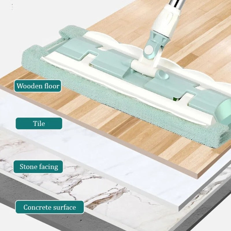 🔥Flat mopp med håndtak i rustfritt stål og gjenbrukbare, vaskbare moppehoder