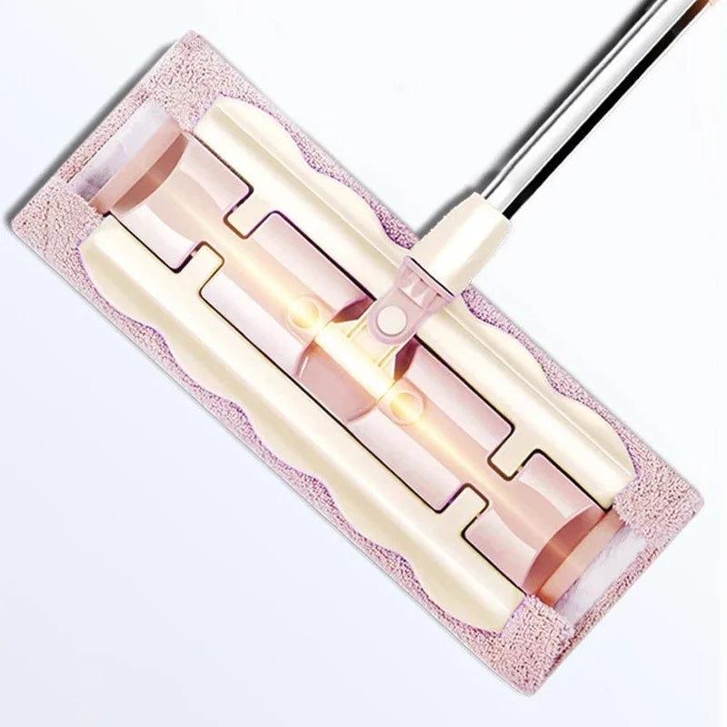 🔥Flat mopp med håndtak i rustfritt stål og gjenbrukbare, vaskbare moppehoder