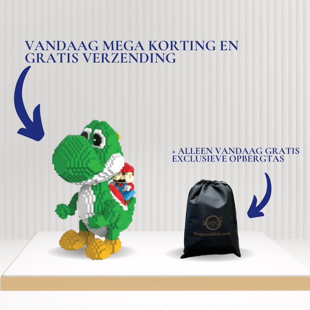 Grønn dino med rød rørlegger | Byggeklosser