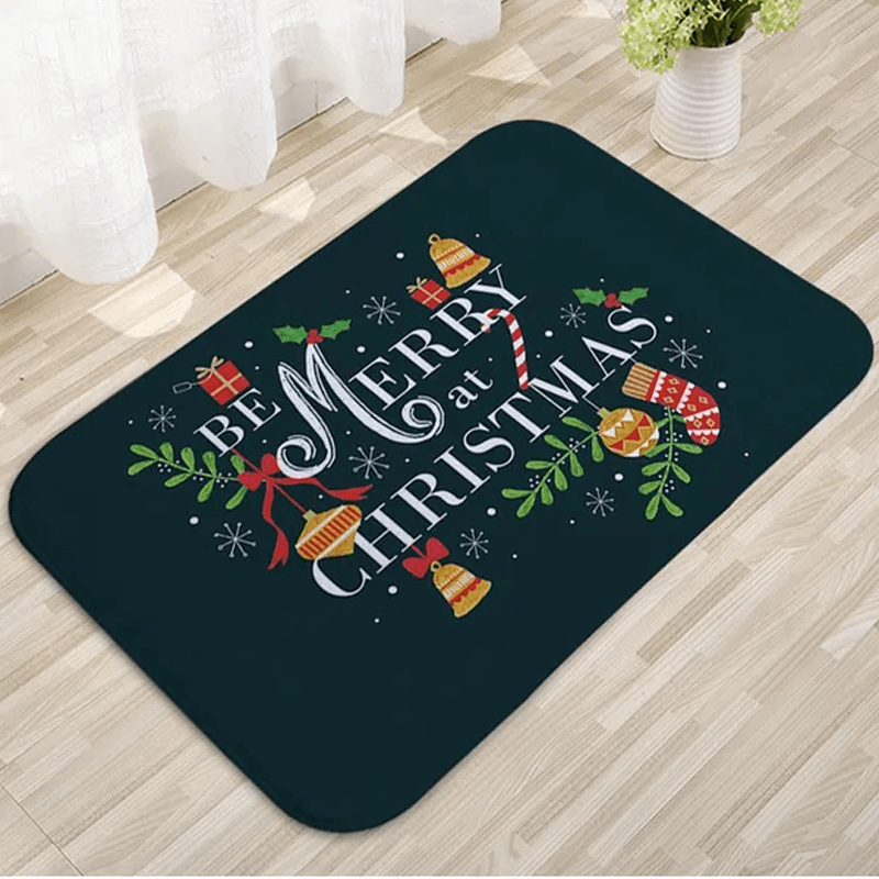 60x40 cm Innbydende Julematte i Flanell - God Julestemning, Julenisse, Stjerne, Reinsdyr