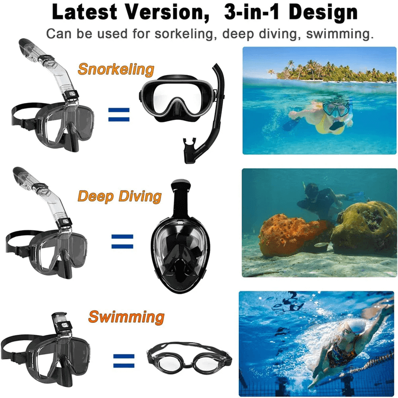 Sammenleggbar Snorkelmaske, Dykemaske Voksen
