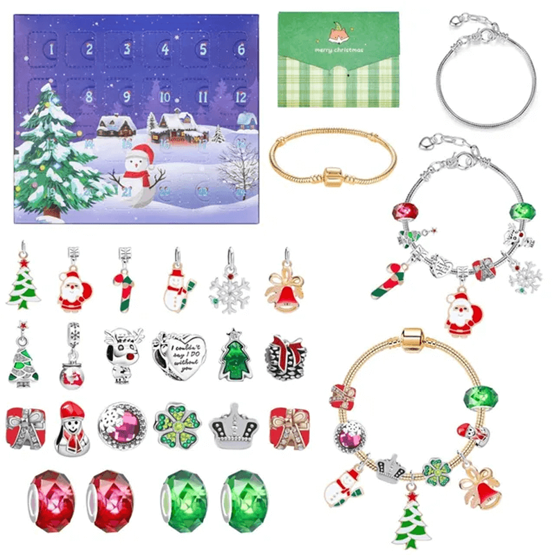 24 Dager Julens Adventskalender Smykkesett - Berlocksarmbånd DIY