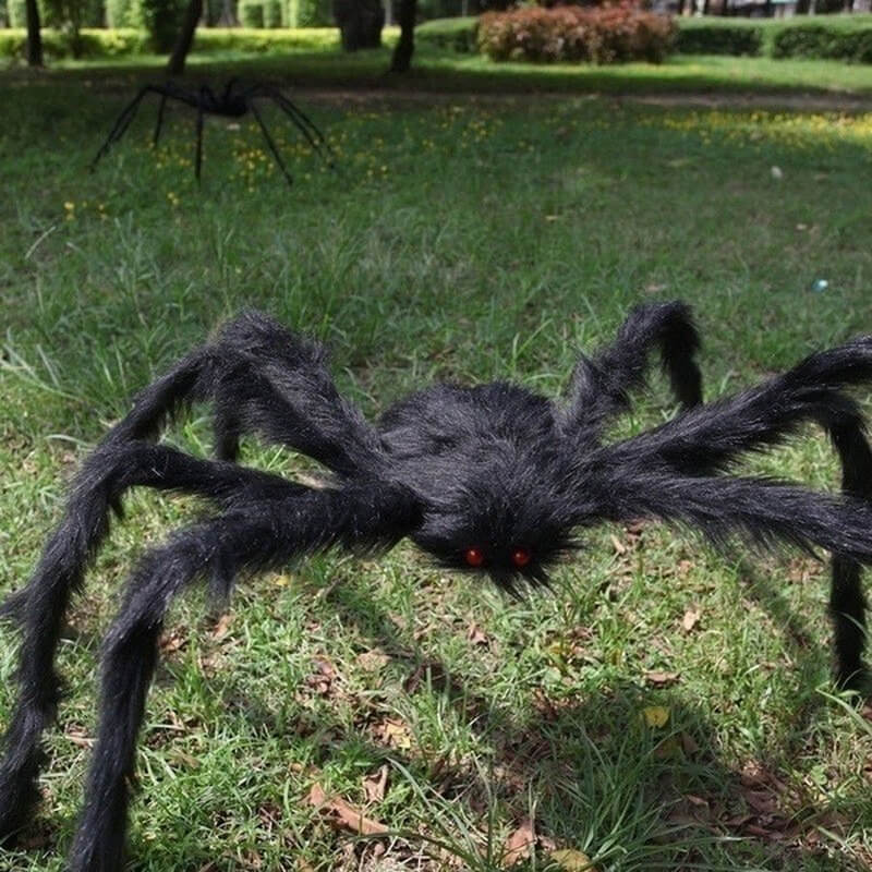 Gigantisk Svart Plysjederkopp – Skummel Halloween-dekorasjon for fest og hjem, Realistisk juksedderkopp for skrekkfylte fester