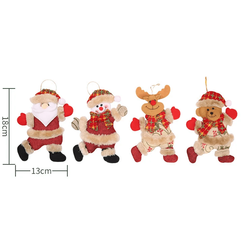 Julepynt Hengende Juledukker - Julenisse, Snømann, Elg, Bjørn
