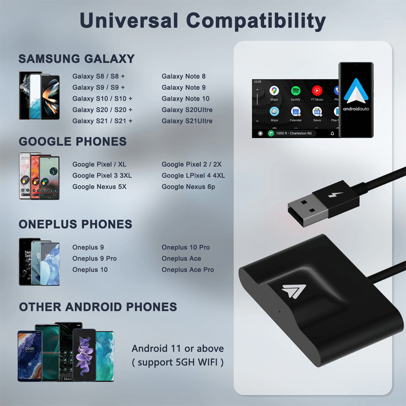 Trådløs CarPlay-adapter for Android/Apple