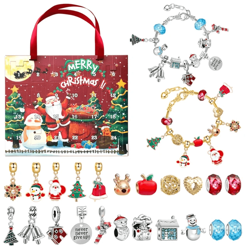 24 Dager Julens Adventskalender Smykkesett - Berlocksarmbånd DIY