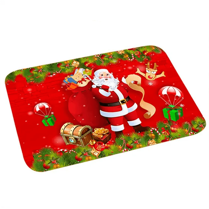 60x40 cm Innbydende Julematte i Flanell - God Julestemning, Julenisse, Stjerne, Reinsdyr