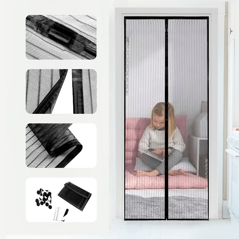 Magnetisk Myggnett for Dør med Automatisk Lukking | Insektnett med Magnetlås – Myggbeskyttelse for Terrasse, Balkong & Entré (Flere Størrelser)