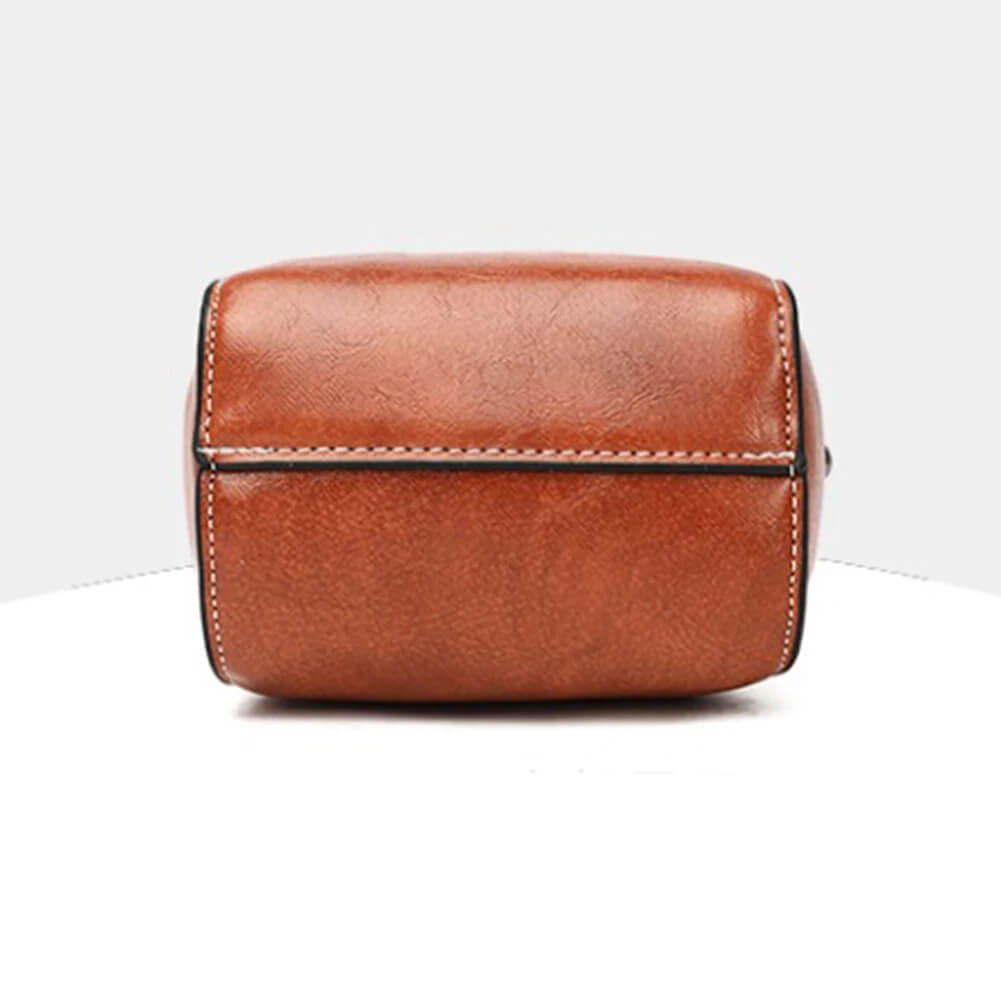 Vintage Crossbody Lædervæske for Kvinner - Justerbar Skulderrem, Kompakt Design og Elegant Stil