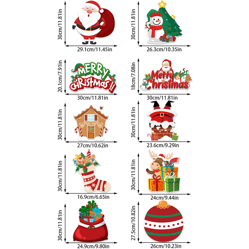 God Jul Hengende Dørbanner - Julenisse, Snømann, Juletre, Pepperkakehus
