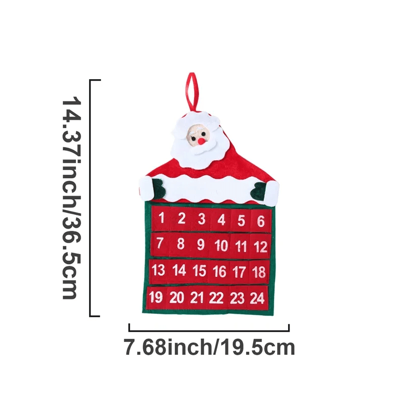 Nedtelling Jul Adventskalender i Stoff - Julenisse 24 Dager