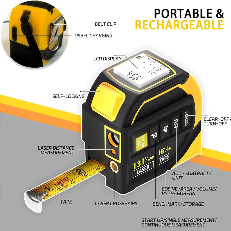 5 i 1 Digital Bluetooth Laser Målebånd