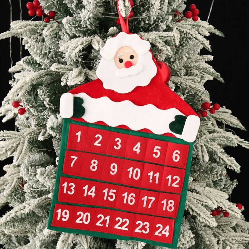 Nedtelling Jul Adventskalender i Stoff - Julenisse 24 Dager