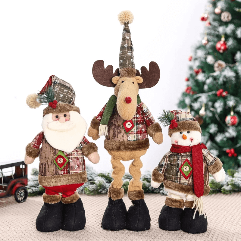 Juledukke Ornament i Stoff, Med Eller Uten Uttrekkbare Ben - Juledekorasjon, Julenisse, Elg, Snømann