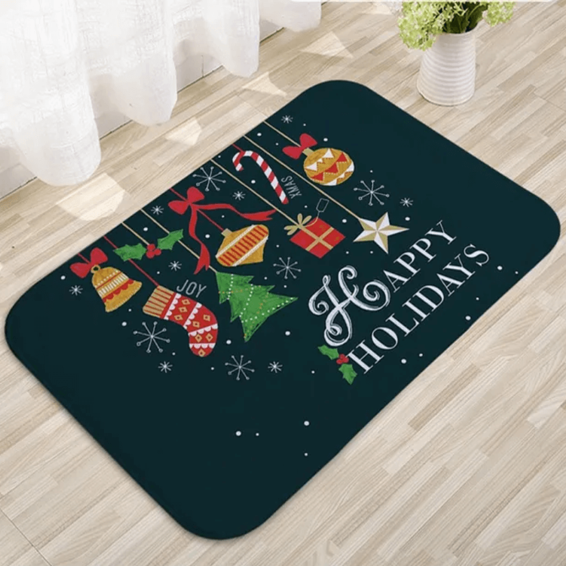 60x40 cm Innbydende Julematte i Flanell - God Julestemning, Julenisse, Stjerne, Reinsdyr