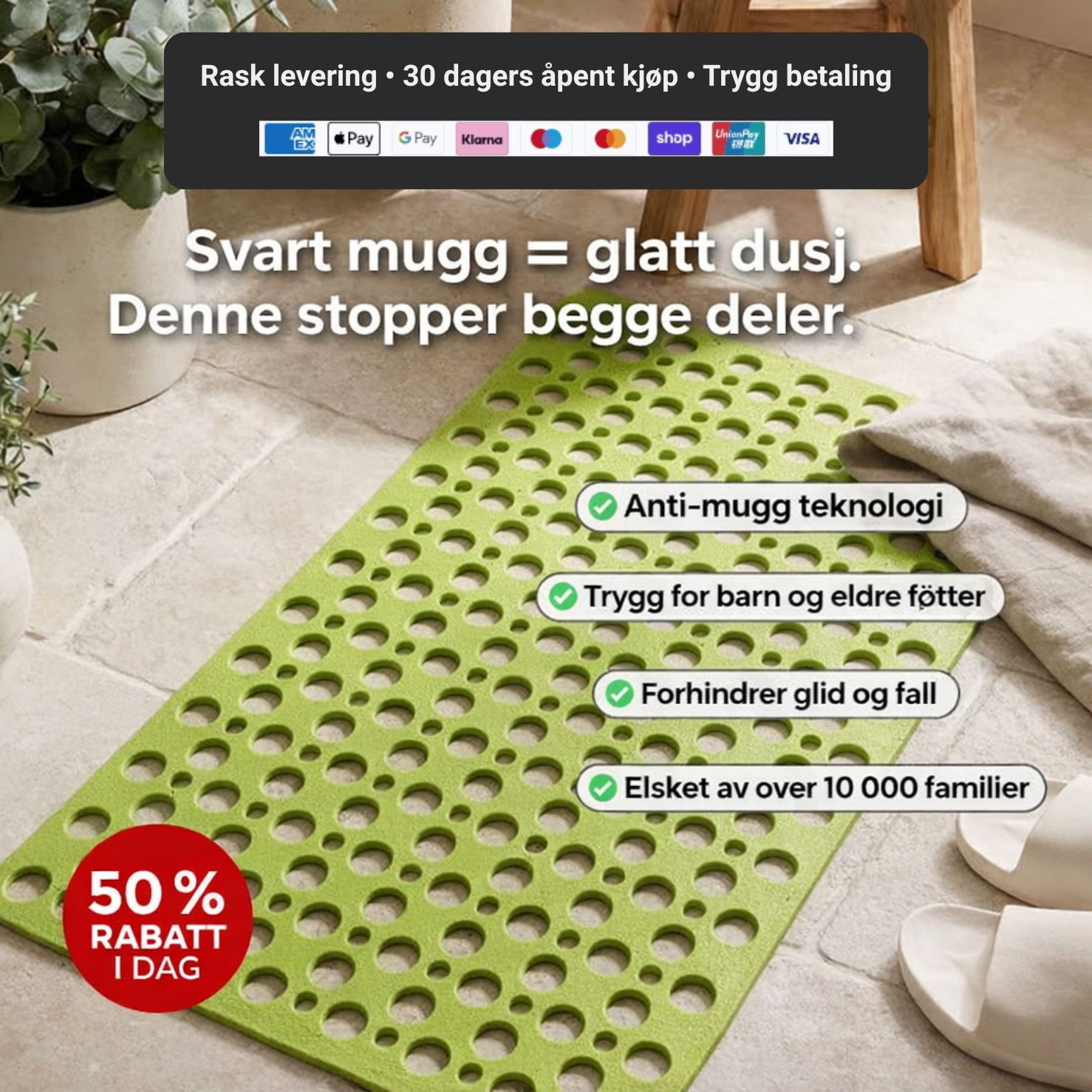 BeyondSikker™ – Premium antisklimatte for tryggere dusj