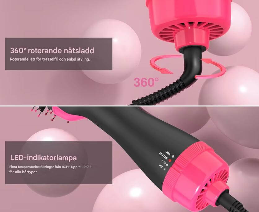 StylePro – 4-i-1 Varmluftsbørste for Føn, Volum og Styling | Smidig Hårstyling med En Enhet