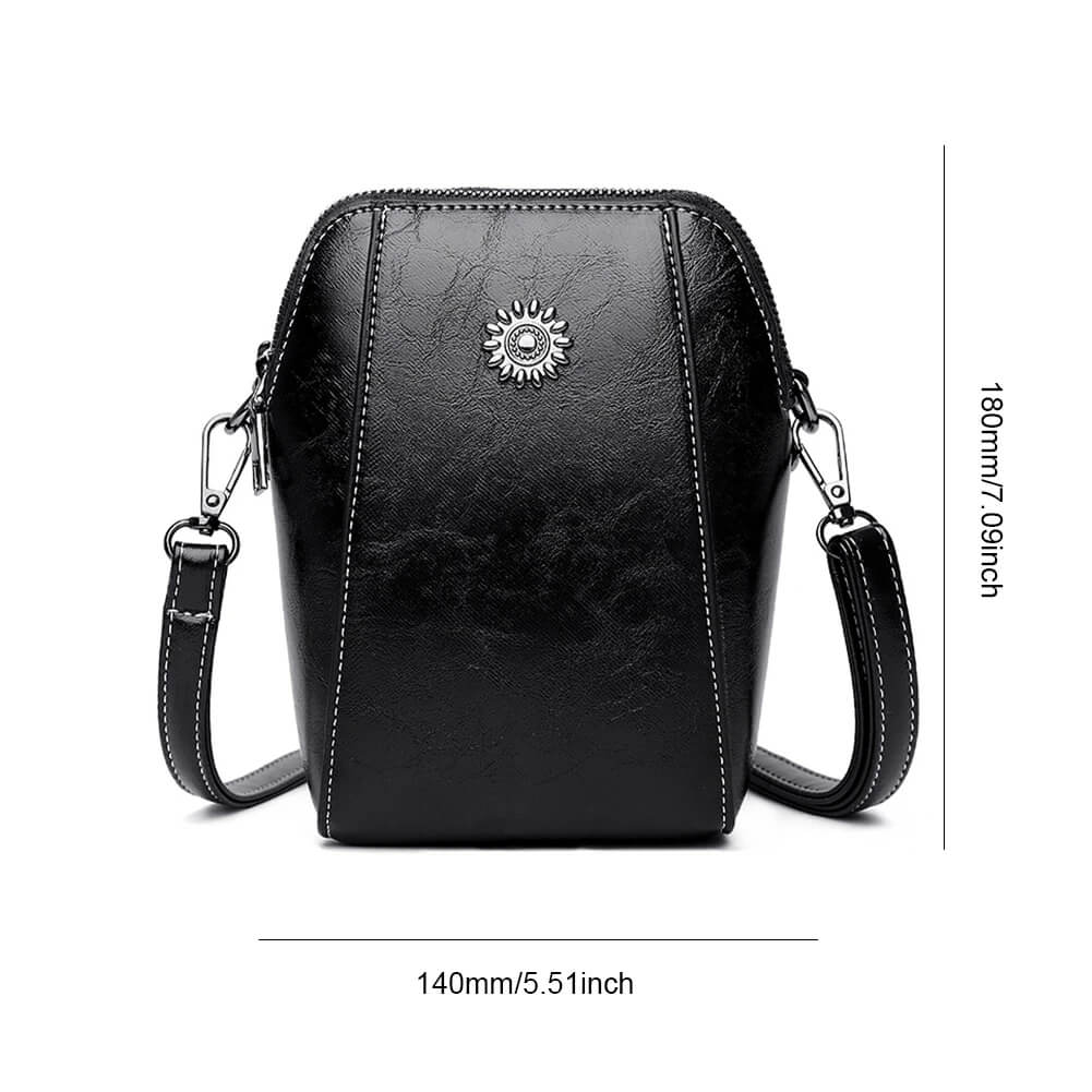 Vintage Crossbody Lædervæske for Kvinner - Justerbar Skulderrem, Kompakt Design og Elegant Stil