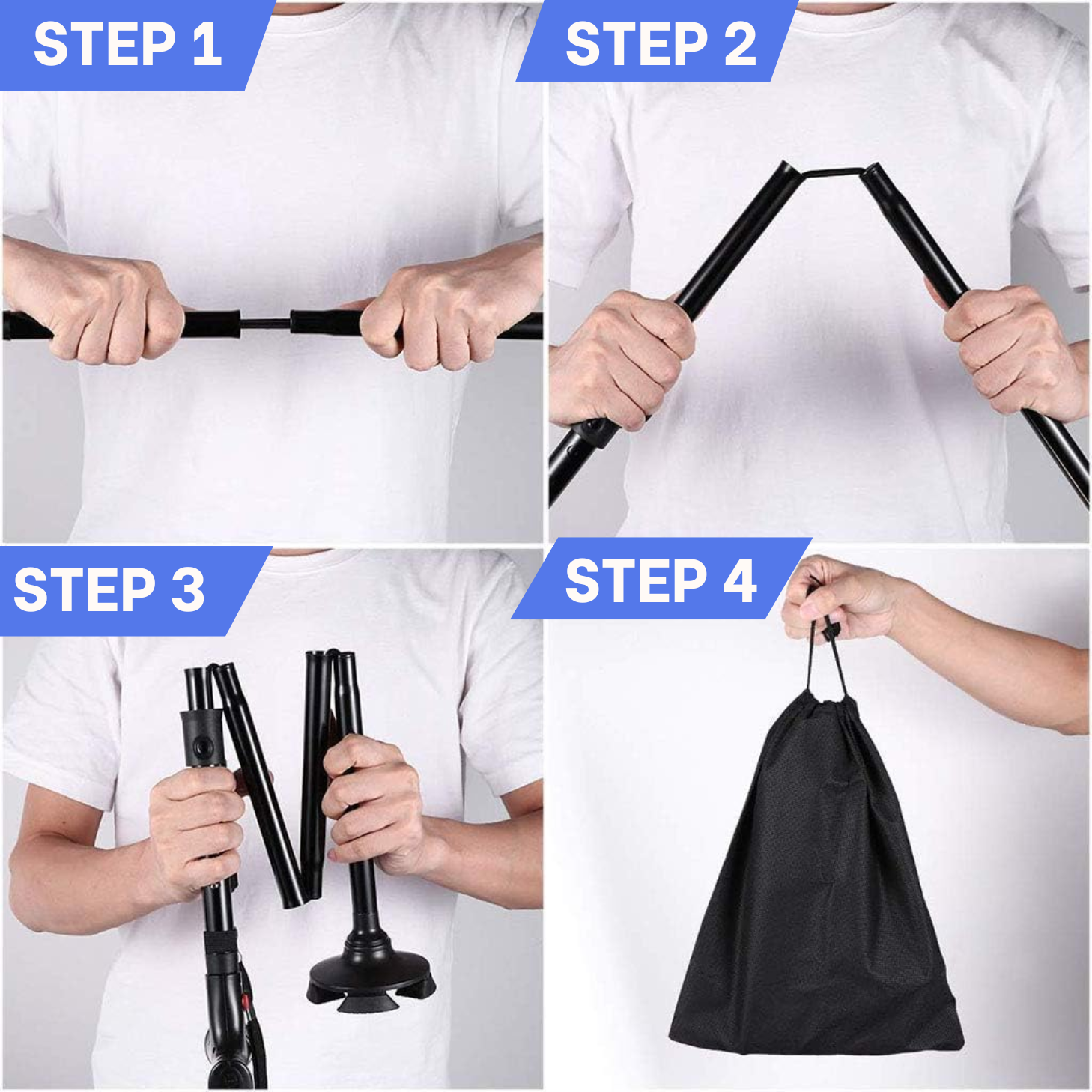 3 in 1 Elderly Twin Grip Cane