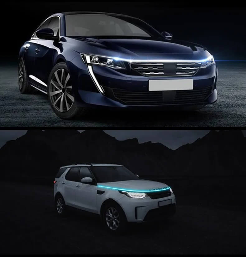 GlowTail - LED DRL Huvlist for Bil | 150cm Sekvensielt Lysbånd med Vanntett Design