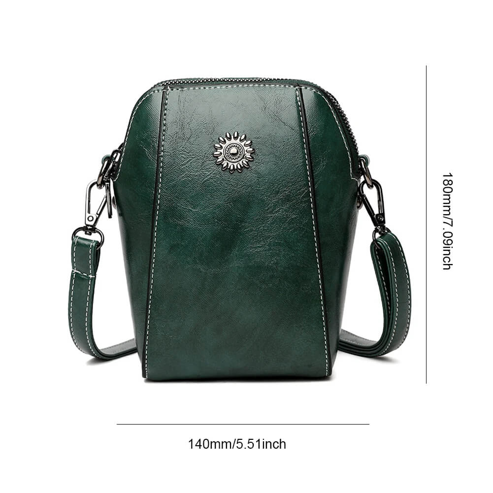 Vintage Crossbody Lædervæske for Kvinner - Justerbar Skulderrem, Kompakt Design og Elegant Stil