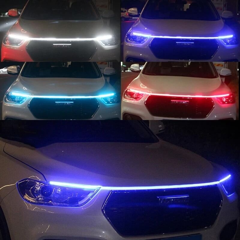 GlowTail - LED DRL Huvlist for Bil | 150cm Sekvensielt Lysbånd med Vanntett Design