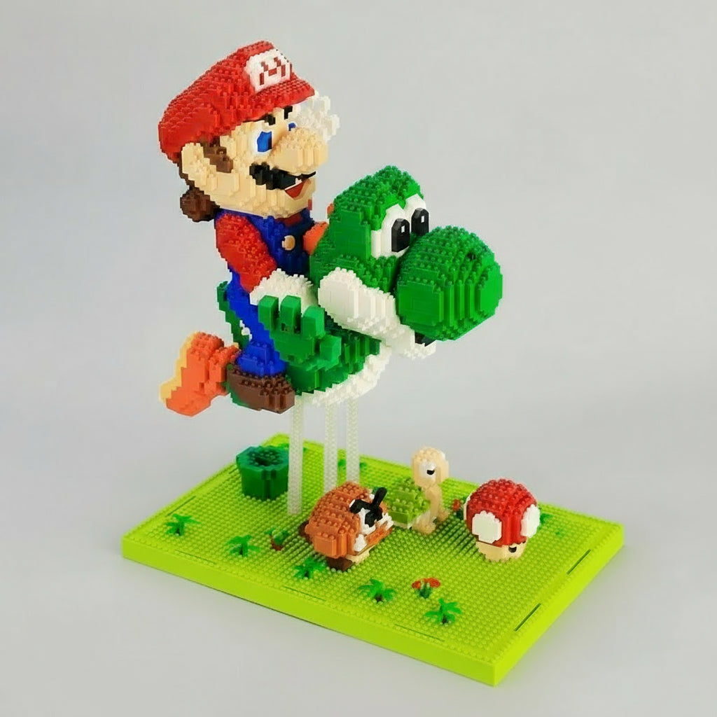 Flygende grønn dinosaur og rød rørlegger | Byggeklosser