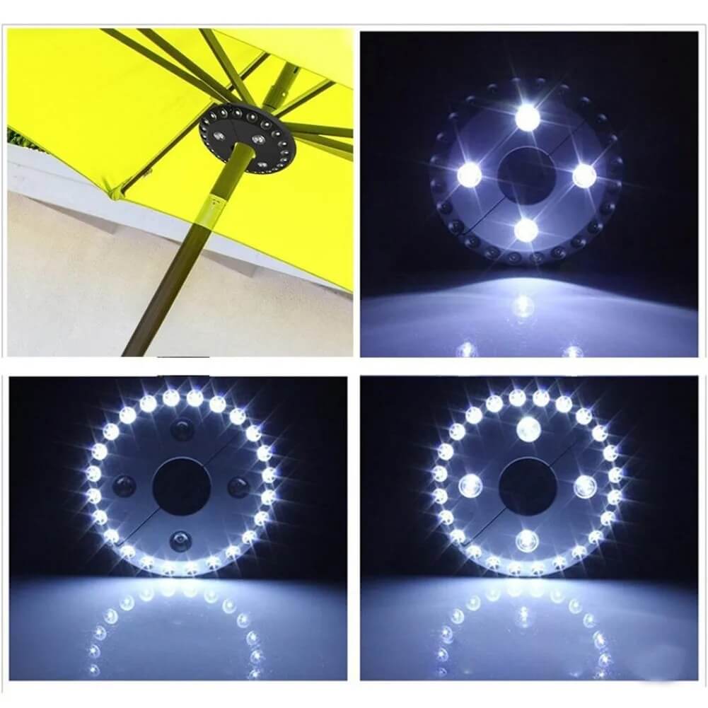 LumaGlow – Bærbar 24+4LED Parasollampe for Utendørsbruk