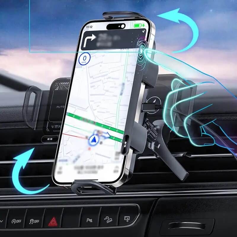 ChargeMount - Justerbar Smart Biltelefonholder med 15W Trådløs Ladeplate for Fellbare Skjermer