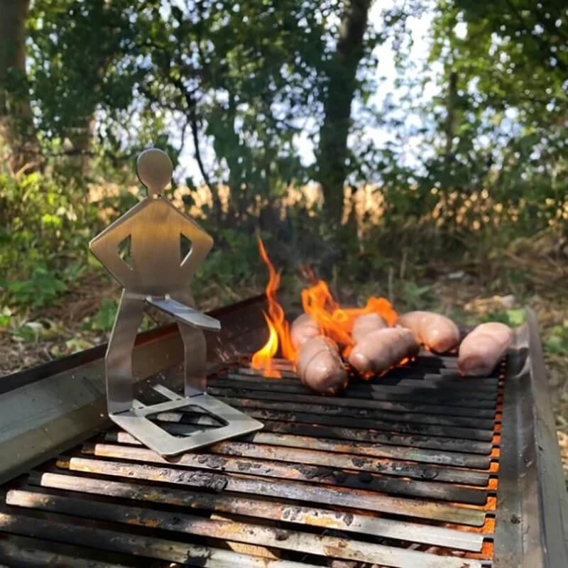Sausbro - Bærbar pølseholder i rustfritt stål for camping, grill og piknik 5 stk