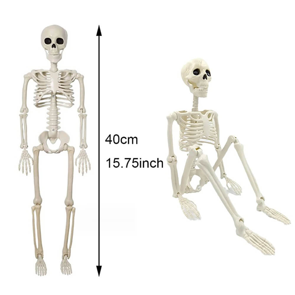 Halloween Dekorasjon: Menneskeskjelett 40 cm – Realistisk Skjelett for Skremmende Dekor