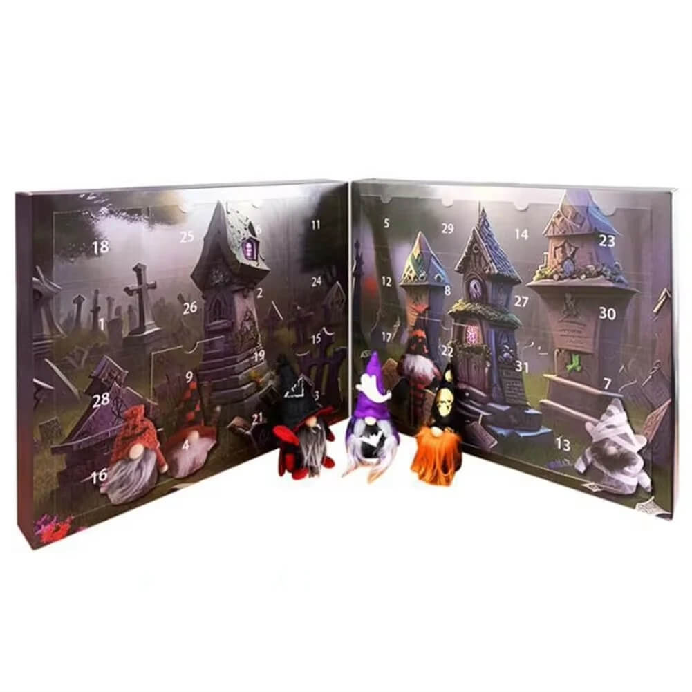 Jule Nisse & Halloween Adventskalender 2024 - Nedtelling med Samlefigurer, Barnevennlig Hjemmedekorasjon og Nedtellingskalender