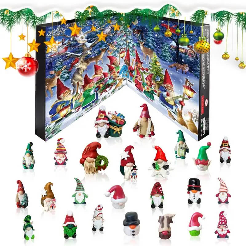 Jule Nisse & Halloween Adventskalender 2024 - Nedtelling med Samlefigurer, Barnevennlig Hjemmedekorasjon og Nedtellingskalender