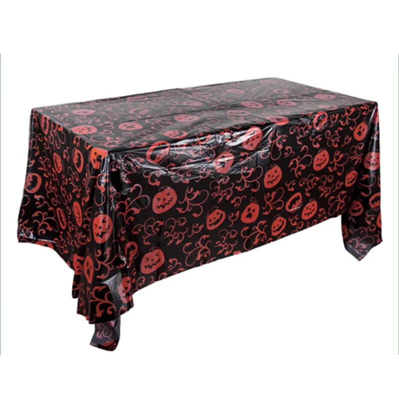 Halloween Duk med Gresskar og Spindelnett – Plastduk for Festbord og Hjemmeinnredning 220x130 cm