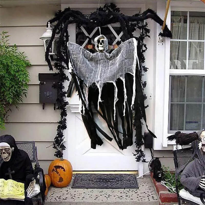 Halloween Dekor: Hengende Spøkelseshusdekorasjon – Spøkelse, Dødninghode og Skjelett