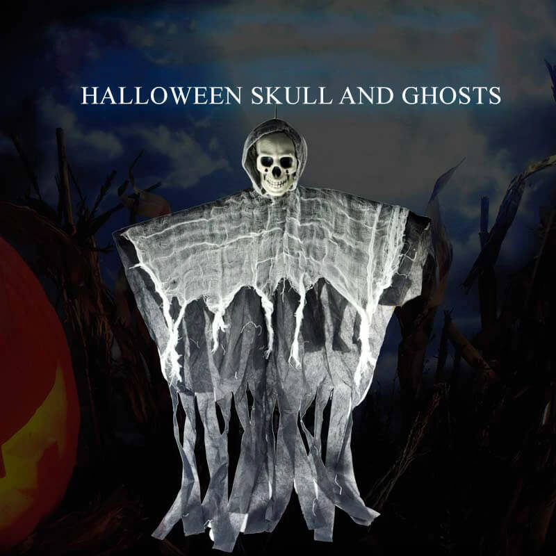 Halloween Dekor: Hengende Spøkelseshusdekorasjon – Spøkelse, Dødninghode og Skjelett