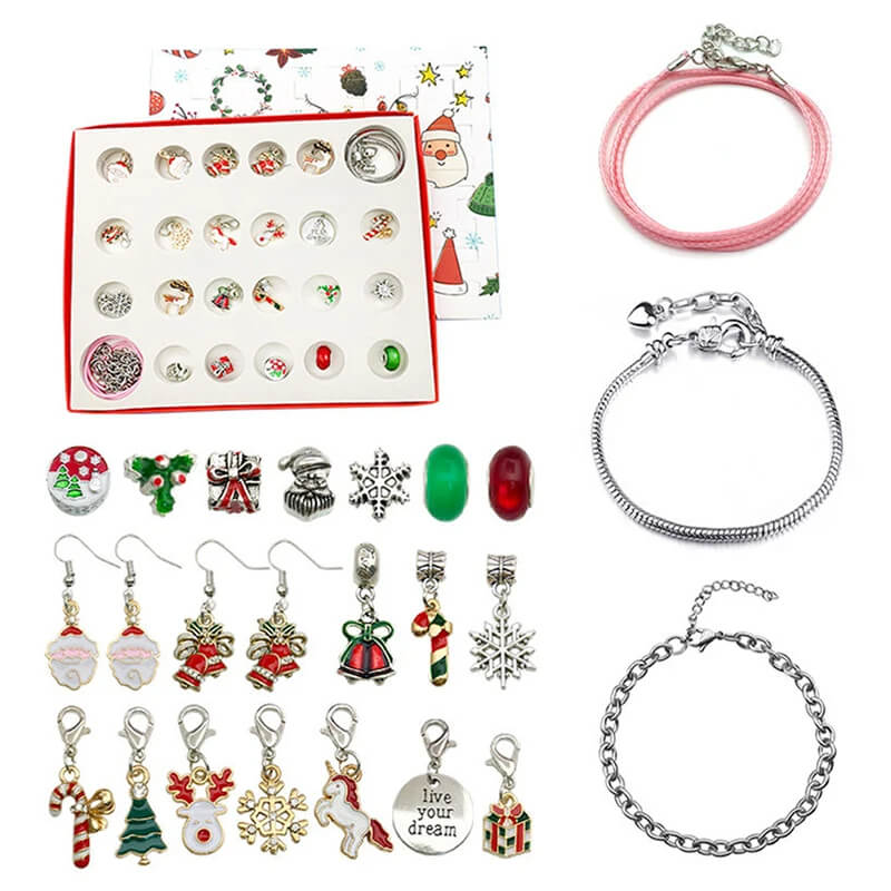 Luksuriøs Smykke-Adventskalender – 24 Luker med Armbånd & Berlocker