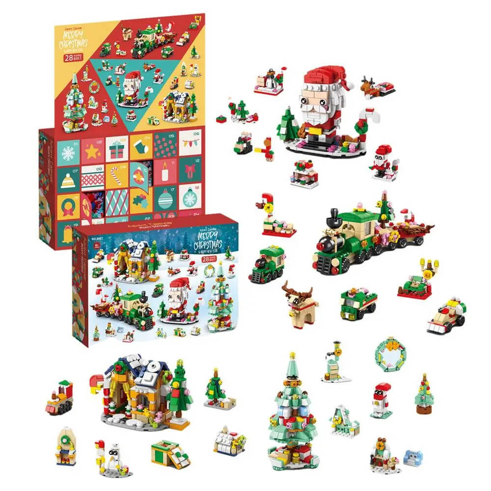 Jule Adventskalender Byggeklosser for Barn - 24 Dagers Nedtelling med Stort Byggesett, Perfekt DIY Julegave for Barn