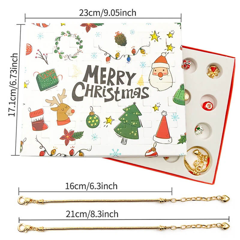 Luksuriøs Smykke-Adventskalender – 24 Luker med Armbånd & Berlocker