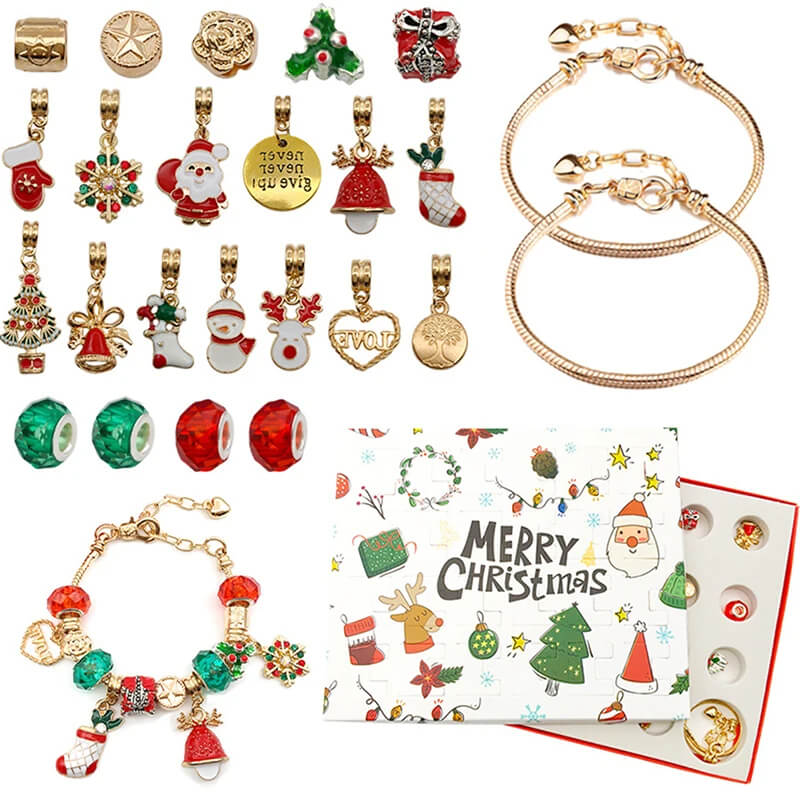 Luksuriøs Smykke-Adventskalender – 24 Luker med Armbånd & Berlocker
