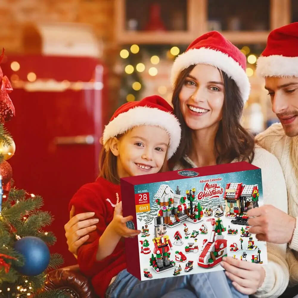 Jule Adventskalender Byggeklosser for Barn - 24 Dagers Nedtelling med Stort Byggesett, Perfekt DIY Julegave for Barn