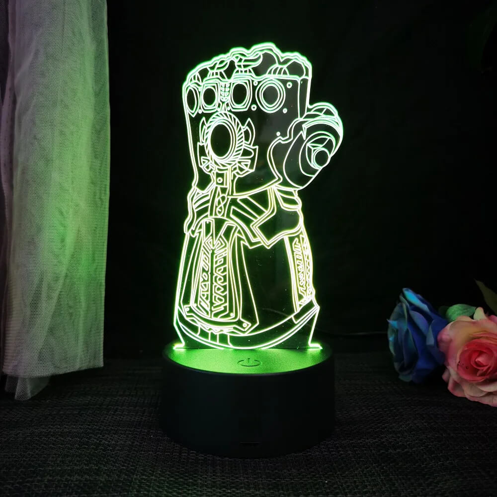 3D Superhelt LED Nattlampe med Fjernkontroll | 16 Farger & Touch – USB & Batteridrevet Akryllampe for Barn & Gamingrom