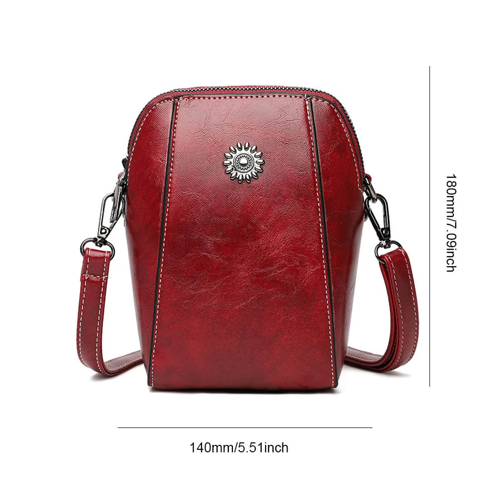 Vintage Crossbody Lædervæske for Kvinner - Justerbar Skulderrem, Kompakt Design og Elegant Stil