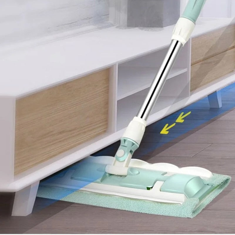 🔥Flat mopp med håndtak i rustfritt stål og gjenbrukbare, vaskbare moppehoder