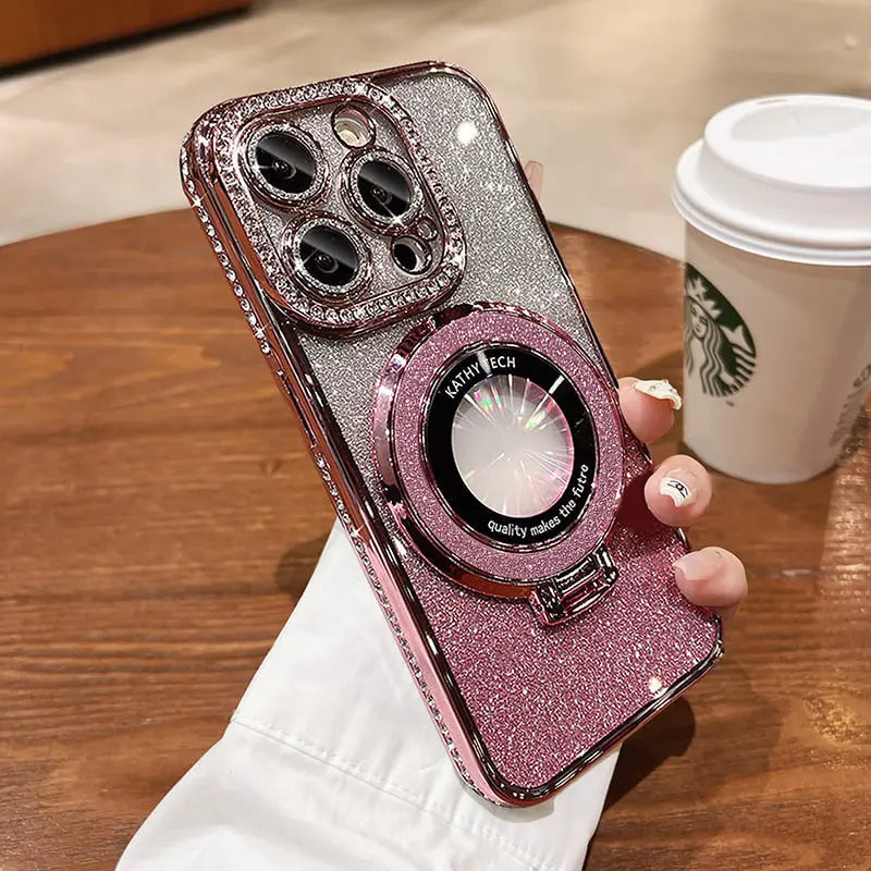 Glittrende Rhinestones Magnetisk iPhone-deksel med Usynlig Ståtte🔥